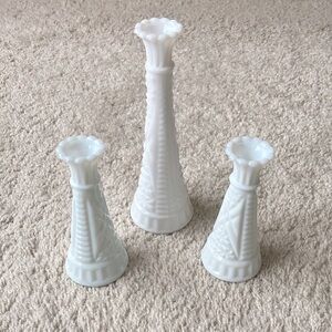 Vintage Milk Glass Bud Vase Set of 3